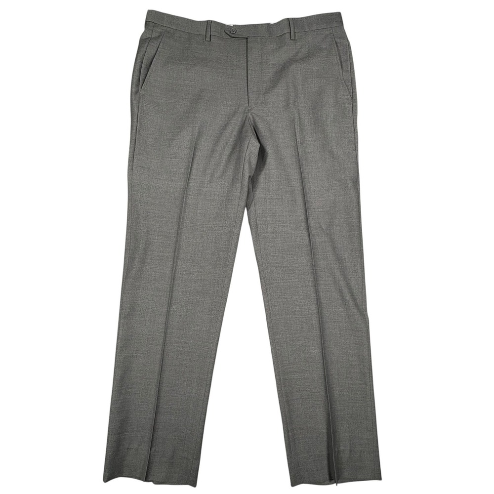 Santorelli Romeo Dress Trousers Pants Mens 38x33 Grey Wool Flat Front Italy
